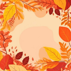 Fototapeta na wymiar Autumn background wiht yellow and red leaves. Template for a postcard, poster, greeting card. The Day of knowledge. Thanksgiving invitation. Text space. Flat cartoon style.
