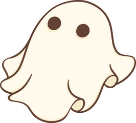 Cute Halloween ghost, retro spooky boo cartoon doodle illustration