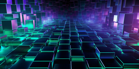 abstract technology background with hexagons and glowing lines created with AI
