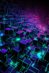 Obraz premium abstract technology background with hexagons and glowing lines created with AI 