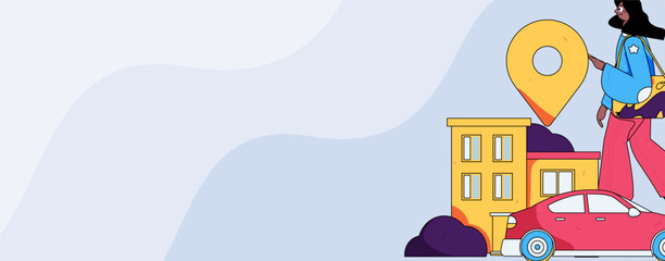 Flat vector concept operation hand-drawn illustration of people taking a taxi
