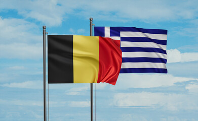 Greece and Belgium flag