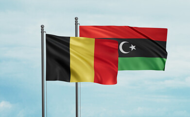 Libya and Belgium flag