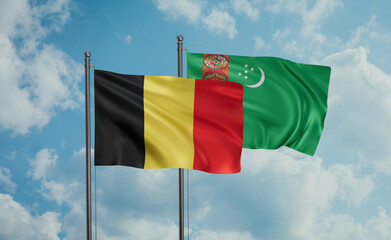 Turkmenistan and Belgium flag