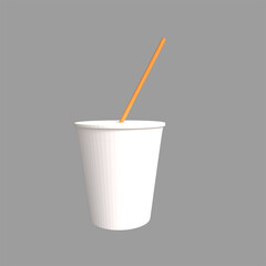 plastic glass for drinking juice with a straw