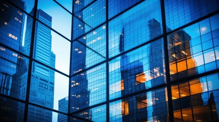 Fototapeta premium Architecture and construction rendering, Reflective business office building, Generative AI