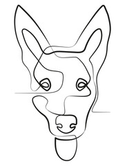Dog Face in Minimal One Line Art Drawing