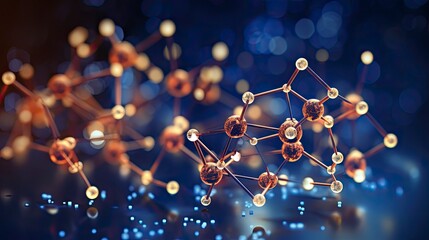 Molecular structure blue cells background fresh style, Generative AI