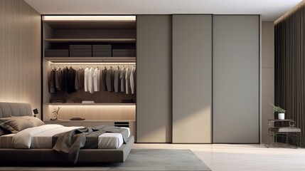 Bedroom with Wardrobe Sliding Doors Design Ideas