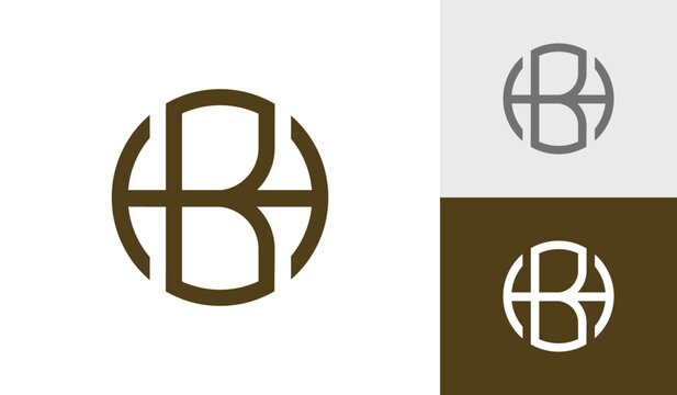 Circle letter HB initial monogram logo design