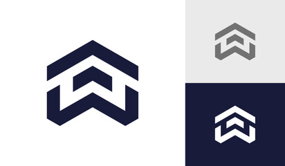 Letter W with house roof  logo design