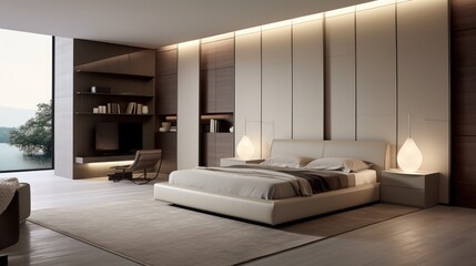 Obraz premium Bedroom with Wardrobe Sliding Doors Design Ideas