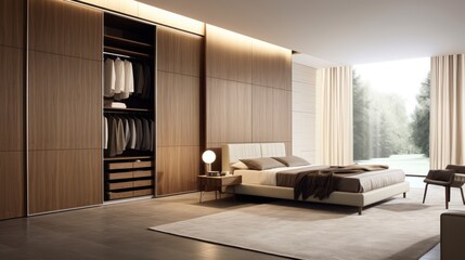 Bedroom with Wardrobe Sliding Doors Design Ideas