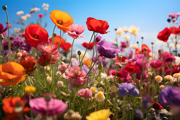 A field of wildflowers with vibrant colors