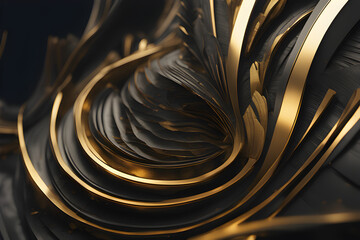black and gold colour walpaper -Generative Ai