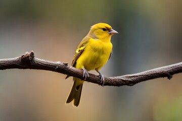 Obraz premium Atlantic Canary, a small Brazilian wild bird.The yellow canary Crithagra flaviventris is a small passerine bird in the finch family