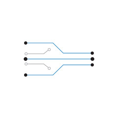 Chip Digital Logo abstract Artificial Intelligence AI vector design Linear Outline style. Electronics Circuit Circle shape Logotype icon.