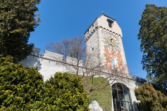 Tower at the Musegg walls in Lucerne in Switzerland 10.3.2022