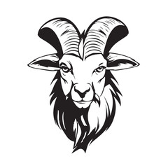 Goat in cartoon, doodle style. 2d vector illustration in logo, icon style. Black and white