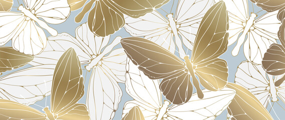 Abstract luxury background with golden butterflies. Gold background for decor, wallpapers, covers, cards and presentations
