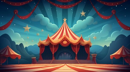 An illustration of a circus tent at night AI Generated