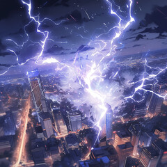 Fototapeta na wymiar lightning over the city