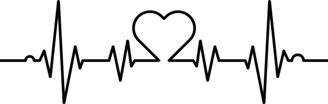 Heart lifeline vector graphic. Nurse appreciation cardiogram ekg with heart.