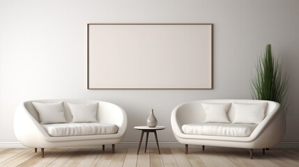 Fototapeta na wymiar Frame mockup on modern minimalist living room interior background