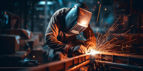 metal, worker steel, welder at work