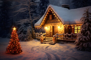 Cozy Christmas Cottage snow winter snowfall 