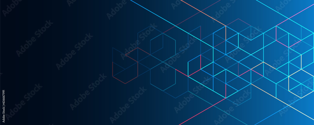 Poster The graphic design elements with isometric shape blocks. Creative vector illustration of abstract geometric background