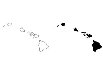 Set of Hawaii map, united states of america. Flat concept icon symbol vector illustration