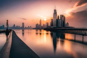 sunset over the city