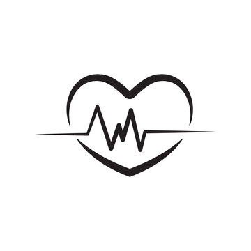 heart pulse icon, illustration. Red heartbeat line icon
