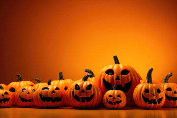 Cheerful Pumpkin and Bat Halloween Decor on Vibrant Orange
