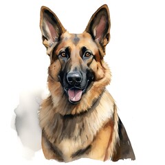 german shepherd dog AI generated watercolor 