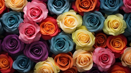 Fototapeta premium Seamless Background of Roses in multiple Colors. Floral Backdrop 