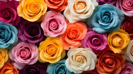 Seamless Background of Roses in multiple Colors. Floral Backdrop 

