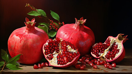 Pomegranates, The Essence of Nature's Bounty: Exploring the Sweet and Nutritious World of Pomegranates. High Resolution