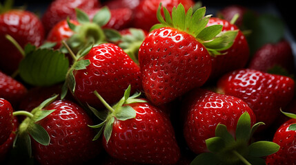 Close up of many strawberry. Healthy food
