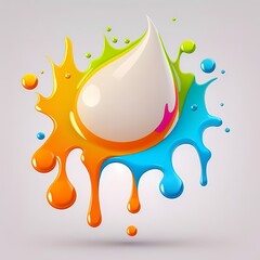 Liquid colorful ink splash paint abstract icon, art motion design isolated on background