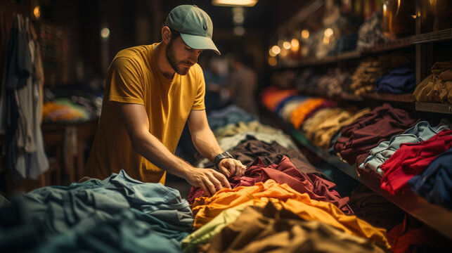 People Organizing Clothes In Diverse Charitable Foundation.