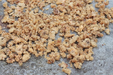 close up of stale rice is dried in the sun to dry, stale rice is used for animal feed