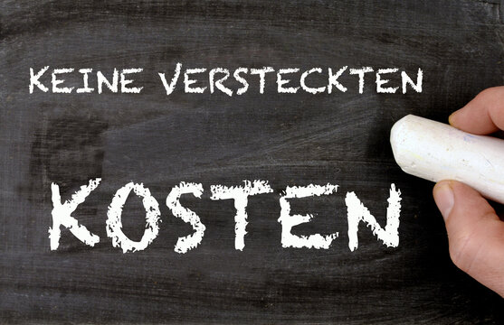 Blackboard in german Keine Versteckten Kosten in english No hidden fees