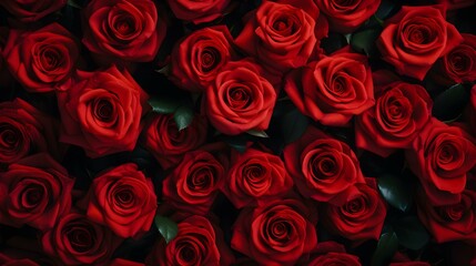 Seamless Background of Roses in red Colors. Floral Backdrop 
