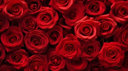 Seamless Background of Roses in red Colors. Floral Backdrop 
