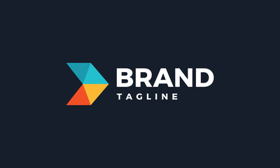 Multi colored origami arrow based logo design for logistics business, finance, and tech industry.