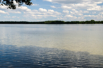 Waves in the evening lake