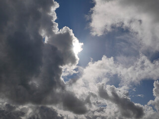 Stormy clouds over blue sky background, beautiful heaven photo