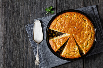 Red pepper Cheddar Celery Cornbread, top view